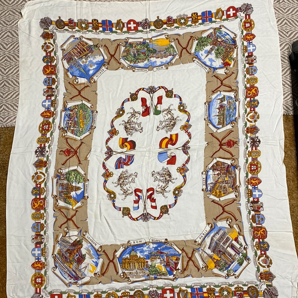 Vintage dining European linen tablecloth high lighting Germany